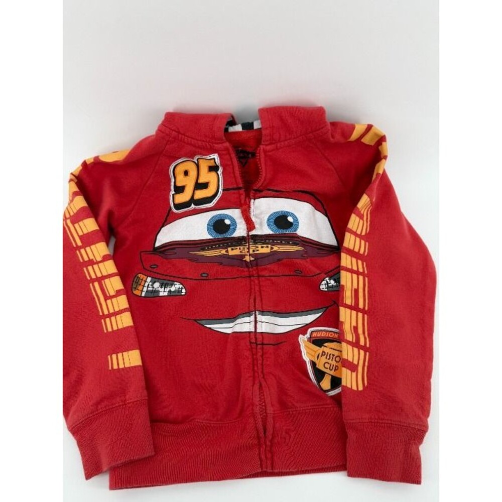 Disney Pixar Cars Lightning McQueen Hoodie Boys 5/6 Red Full Zip